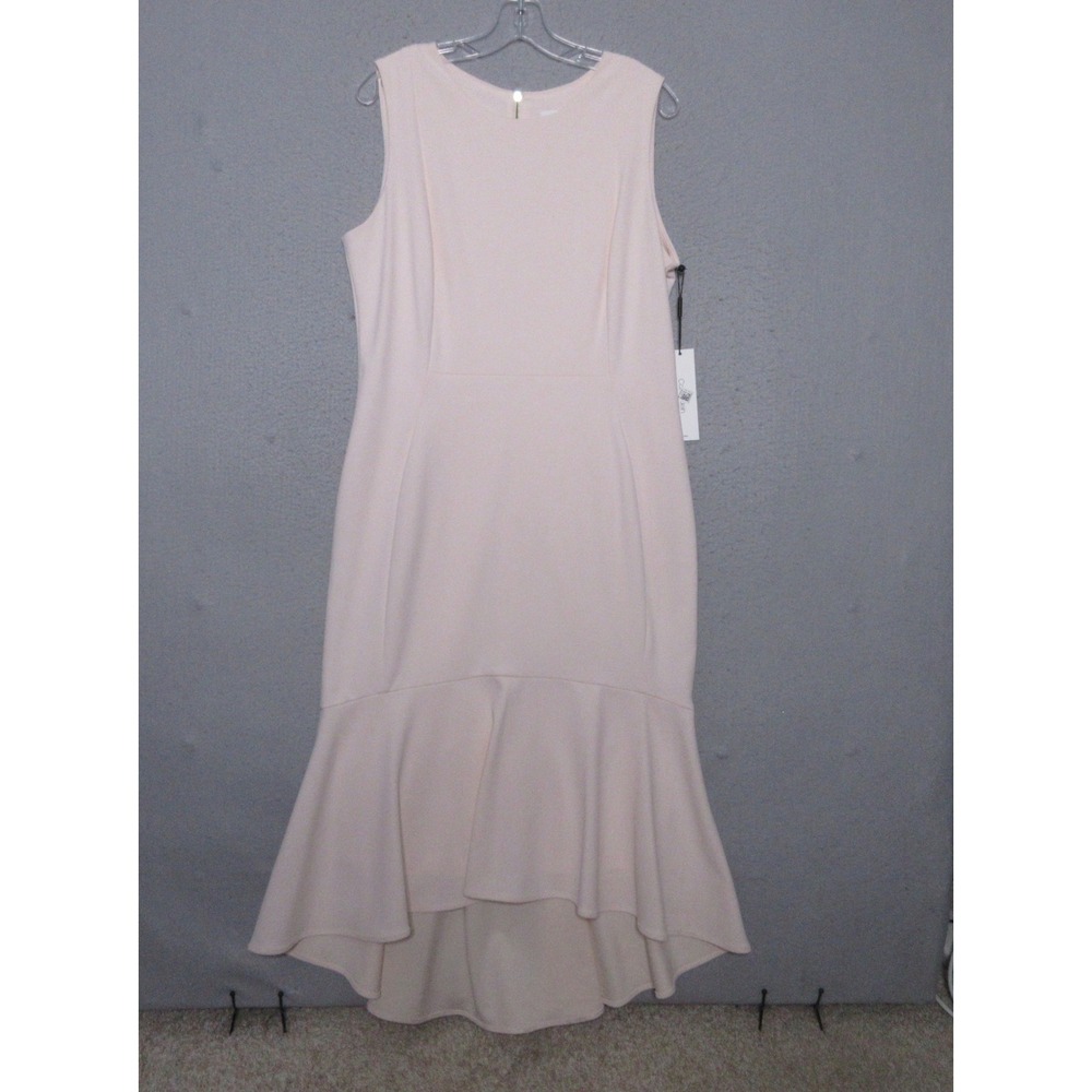 Calvin Klein Dress 14 Pink‎ Ruffle Hem High Low Mermaid Cocktail Event READ NWT